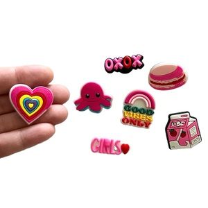 Good Vibes girly shoe/croc charm 7 piece bundle NEW rainbow girls aesthetic